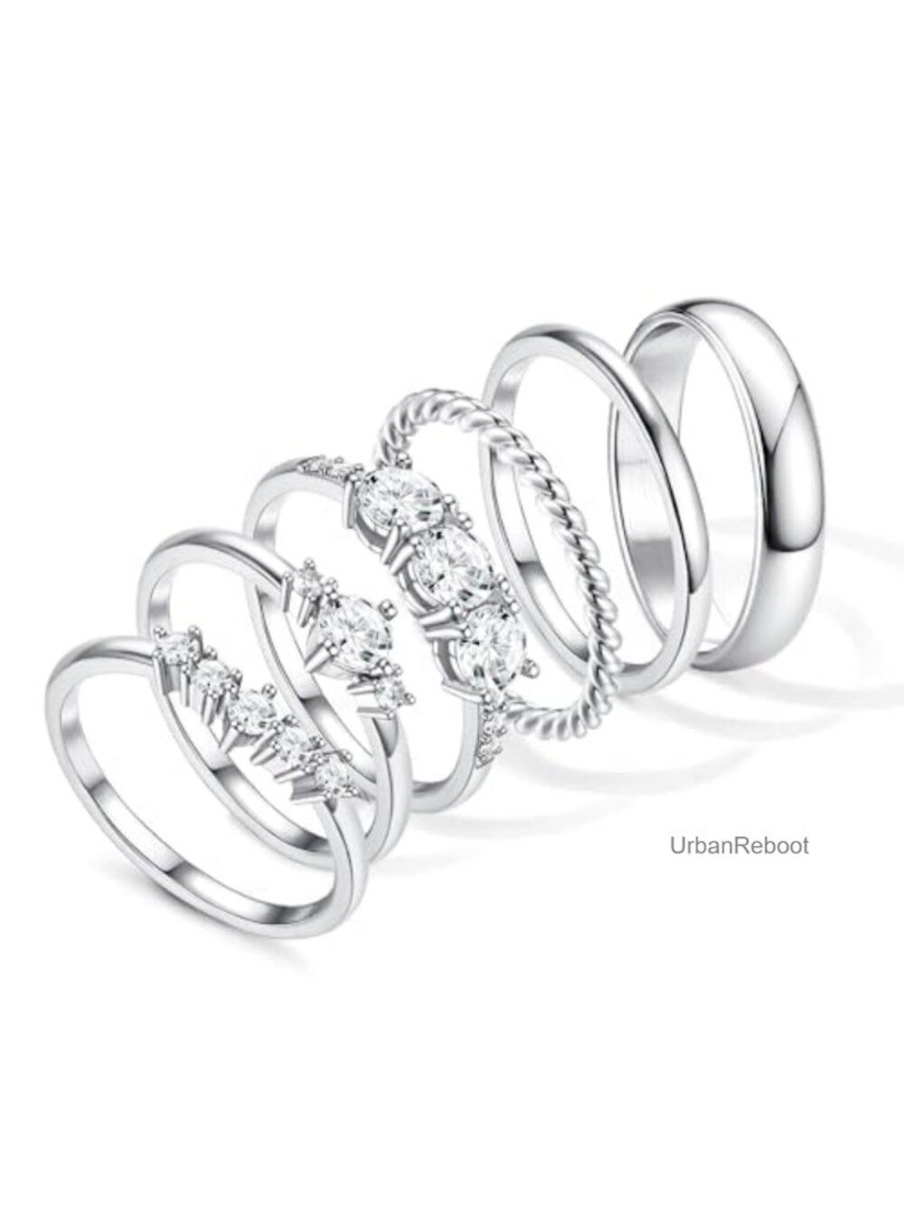 14K Gold Plated Stackable Rings Set Cubic Zirconia Thin Thumb Ring Set